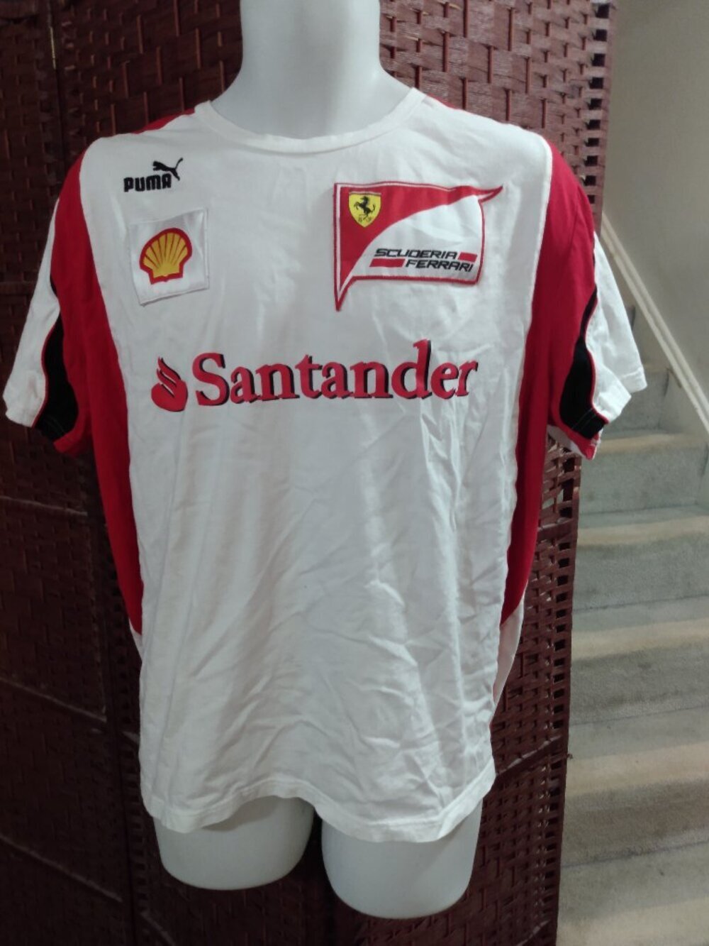 Mens Puma Ferrari T Shirt Santander XL White F1 Racing Formula One